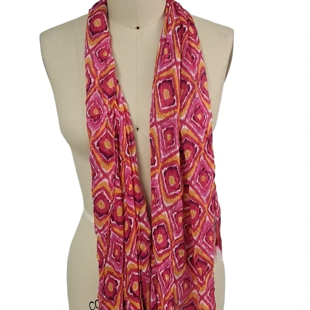 Vera Bradley Clementine scarf Orange Pink Geometric print NWT